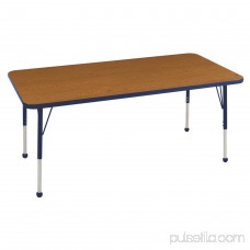 ECR4Kids 30in x 60in Rectangle Everyday T-Mold Adjustable Activity Table Maple/Maple/Blue - Chunky Leg